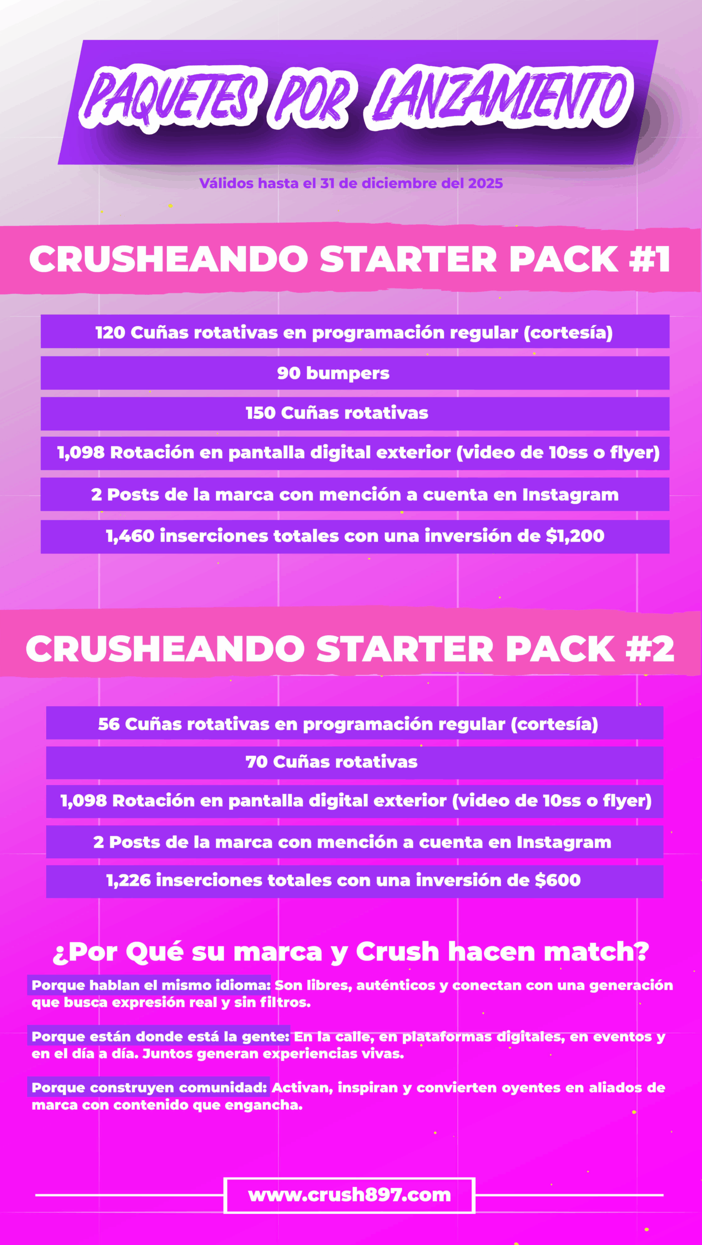 Paquetes Lanzamiento Crush