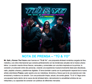 NOTA DE PRENSA TU Y YO